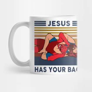 Wrestling Jesus Has Your Back Vintage Mug